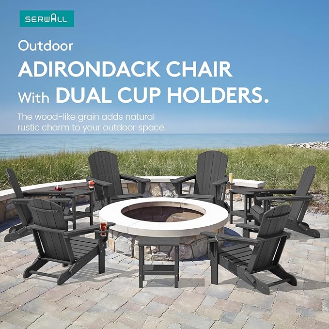SERWALL Foldable Adirondack Chair Set of 2, HDPE Adirondack Chair - Image 9
