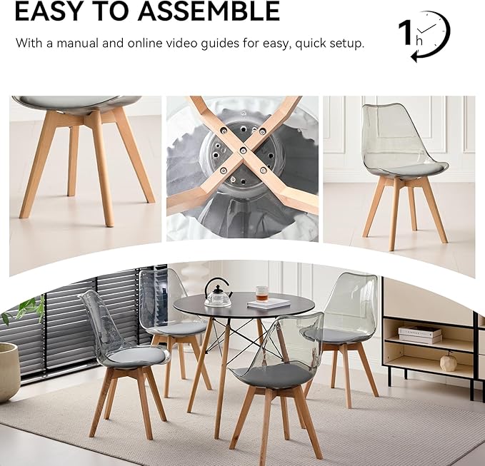 5-Piece Round Dining Table Set, Small Kitchen Table Chairs Set of 4 Space - Image 7