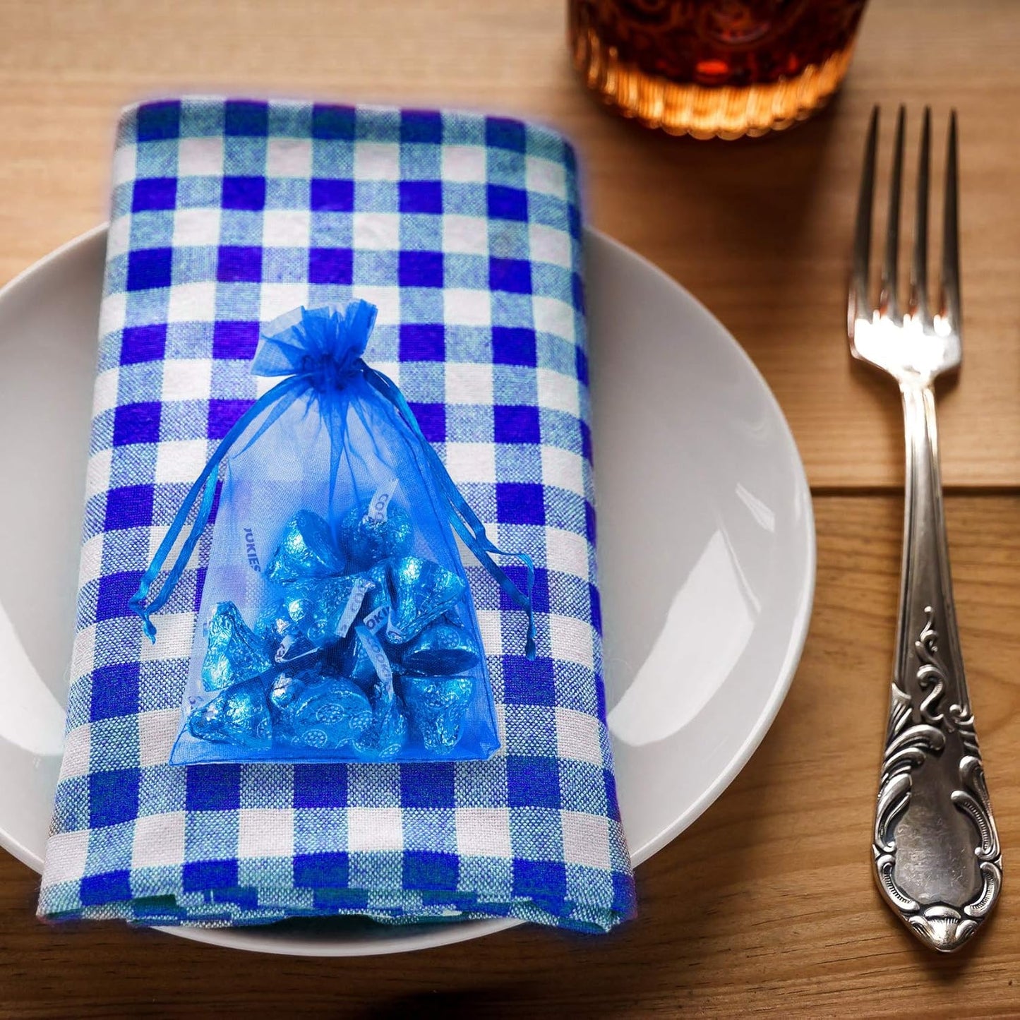 Super Z Outlet 100 Pack 5x7 Inch Mini Sheer Drawstring Organza Transparent Bags Jewelry Sack Pouches for Wedding, Party Decorations, Arts & Crafts Gifts (Royal Blue)