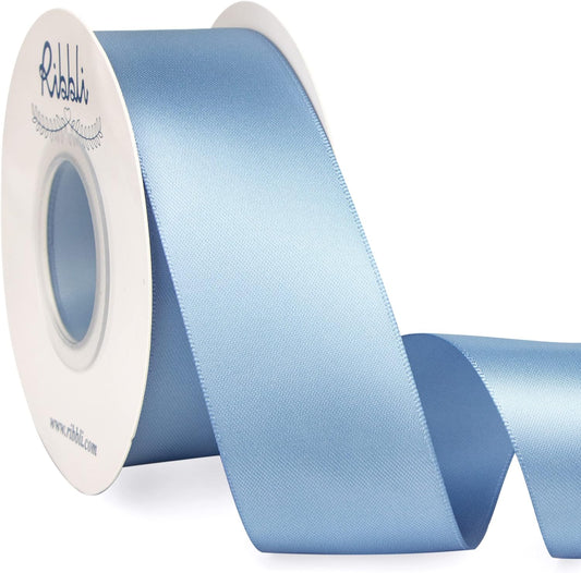 Ribbli Dusty Blue Satin Ribbon,Double Faced Satin 1-1/2 inch x Continuous 25 Yards,Use for Bows Bouquet,Gift Wrapping,Wedding Decoration,Floral Arrangement