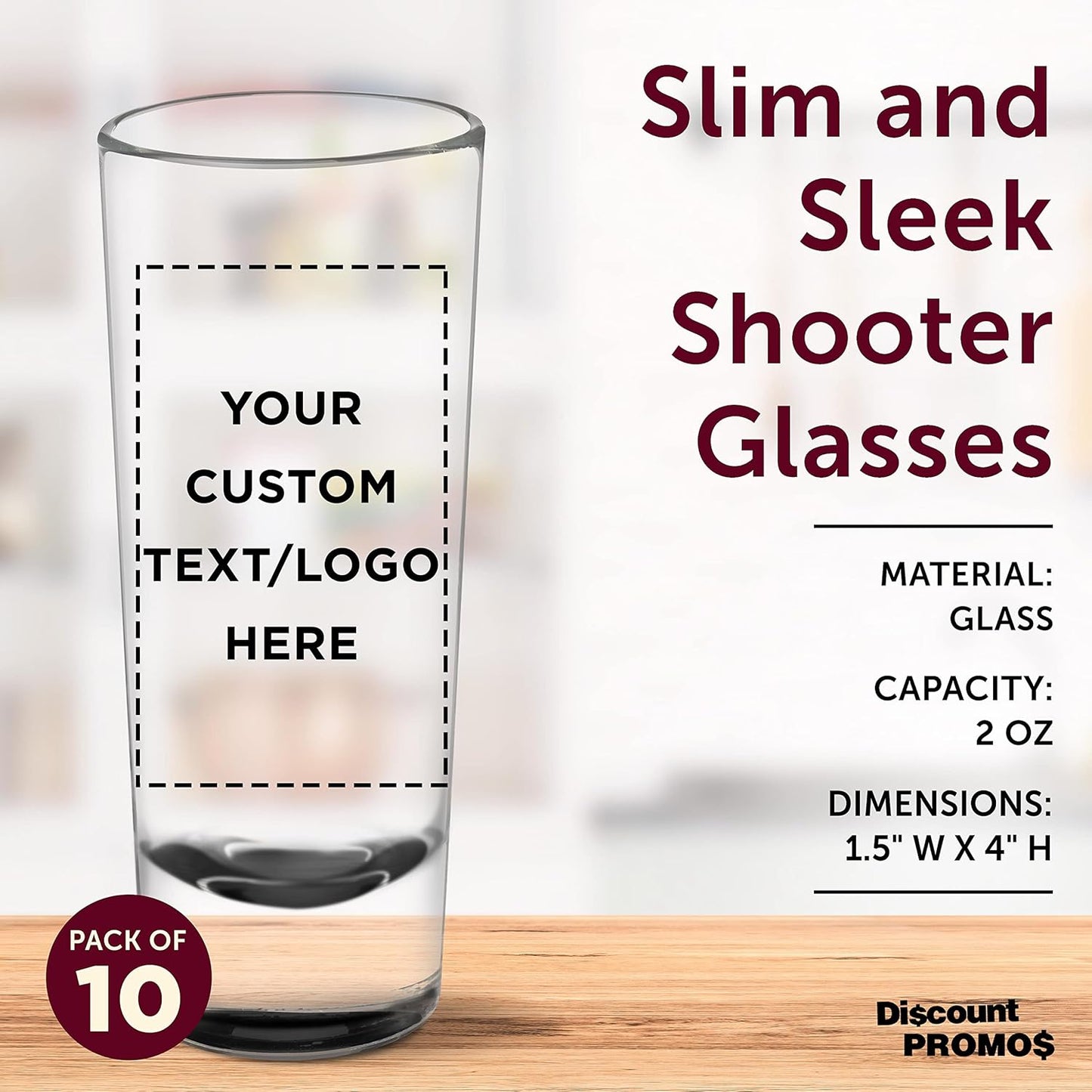 Custom Cordial Shooter Shot Glasses 2 oz. Set of 10, Personalized Bulk Pack - Great for Birthdays, Parties, Indoor & Outdoor Events - Black