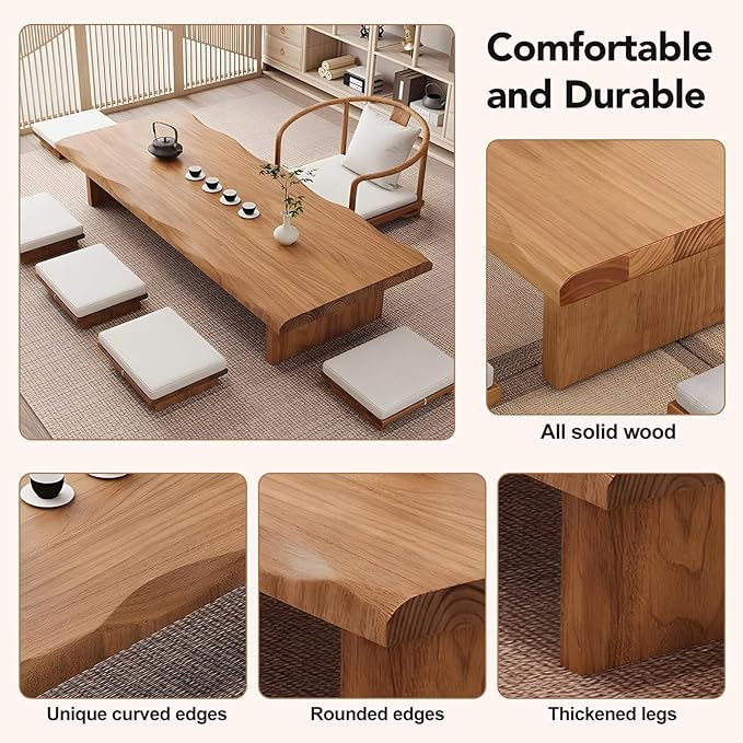 Solid Wood Japanese Low Floor Table Meditation Floor Sitting Altar Table - Image 3