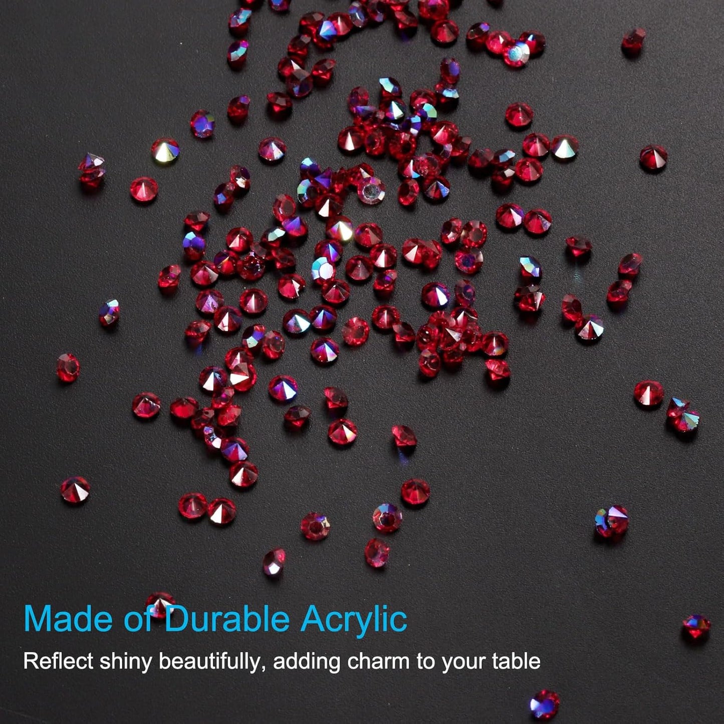 PATIKIL 14000Pcs Wedding Table Scatter Confetti Crystals 3mm Acrylic Diamonds Vase Fillers Gems for Table Centerpiece Decorations Bridal Shower Party, Dark Red AB