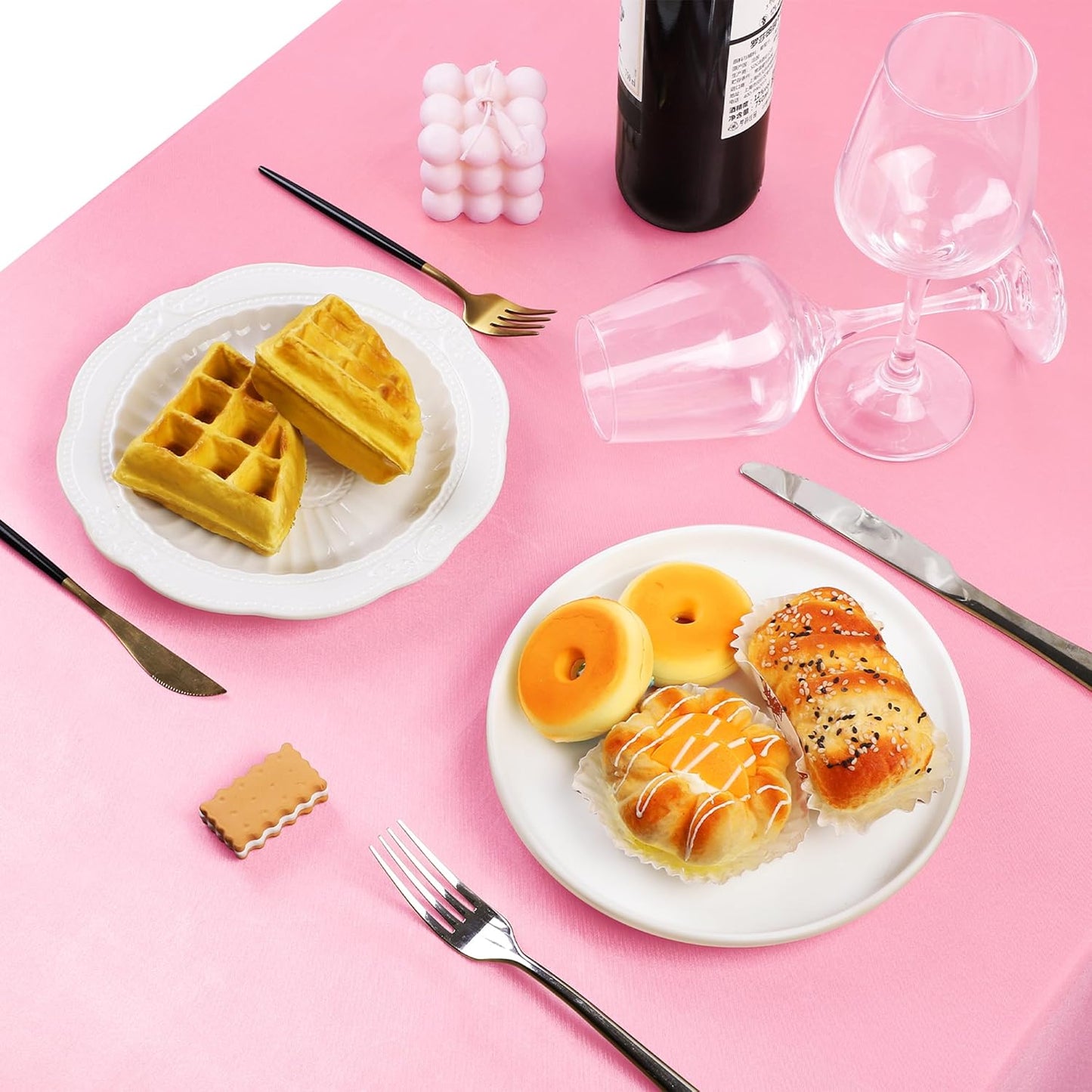 TURSTIN 1 Pack Pink Satin Tablecloth 102 x 58 Inch Overlay Satin Table Cover Rectangle Bright Silk Tablecloth Smooth Fabric Table Decoration for Wedding Banquet Party Events