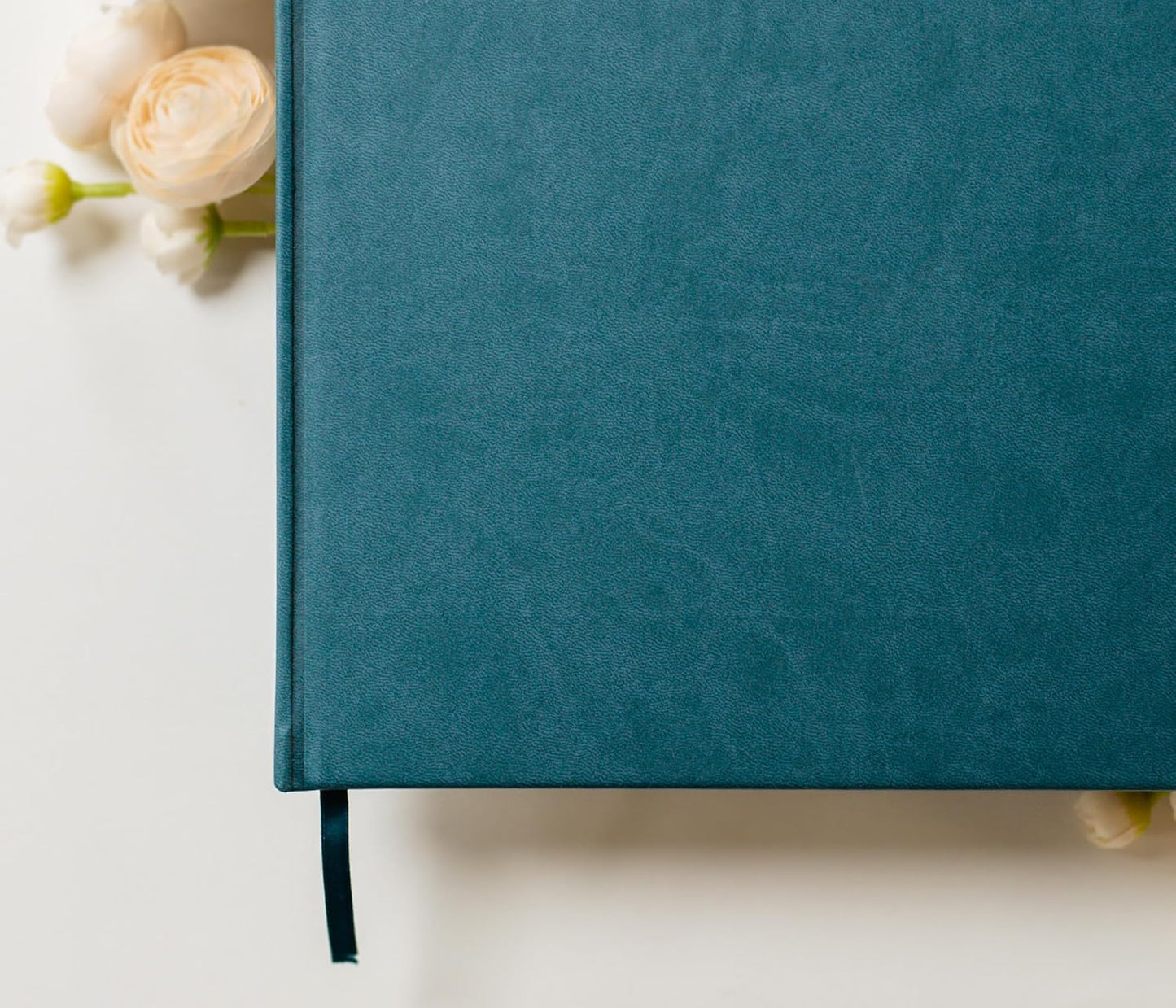 MUUJEE Personalized Guestbook in Teal - Premium Custom Modern Guest Book for Wedding Reception, Birthday Party or Events w/Bookmark Blank Pages for Signing 11.5 x 8.5 inches