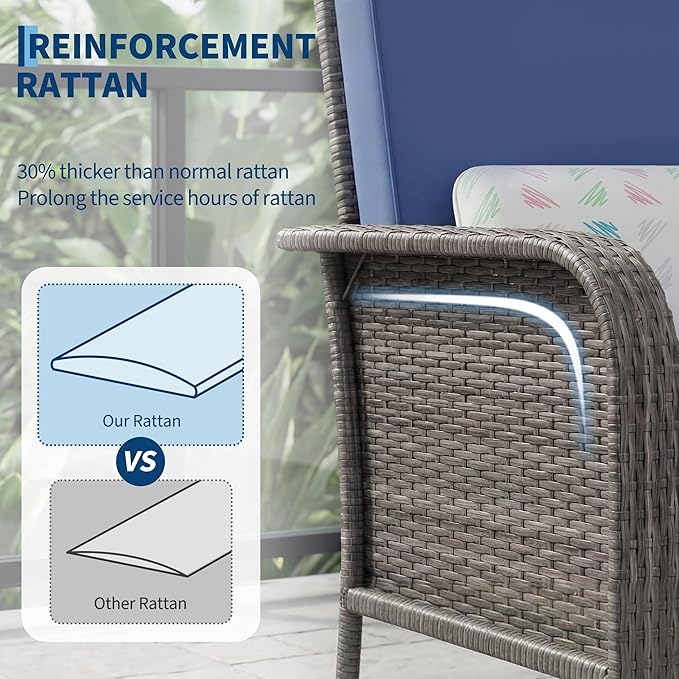 GarveeLife Set of 2 Wicker Patio Chairs, Heavy Duty, - Image 2