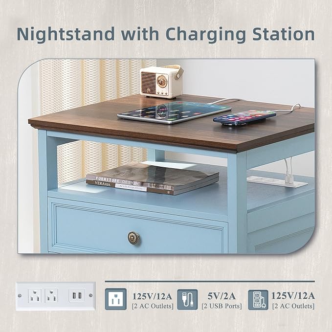 Joaxswe Farmhouse Nightstand Set of 2 - Image 7