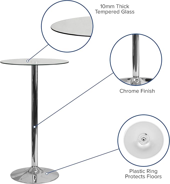 Flash Furniture Kenneth Commercial 23.5" Round Tempered Glass Table - Image 4