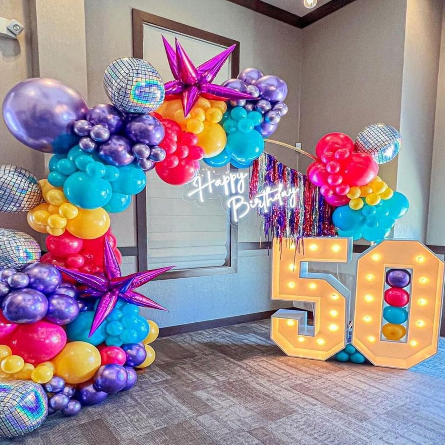 Hot Pink Star Balloons 12pcs, 27/22 Inch Foil Star Explosion Balloons, Large Spike Mylar Cone Balloon, Fireworks Shape Balloon for Wedding Engagement Baby Bridal Shower Valentine's Day