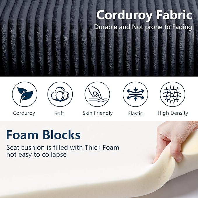 35.3" Corduroy Ottoman with Storage Oversized Ottoman - Image 5