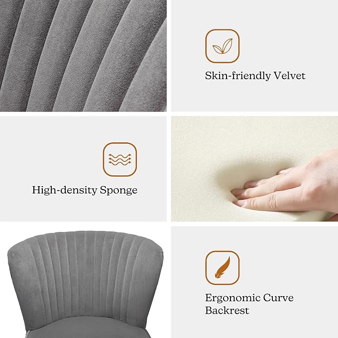 HULALA HOME Velvet Accent Chair, Modern Upholstered Cute Side Chair - Image 5