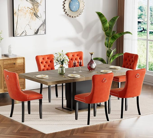 Henf 63"-79" Dining Table Set for 6, 7 Pieces Extendable Dining Table and 6 by Henf