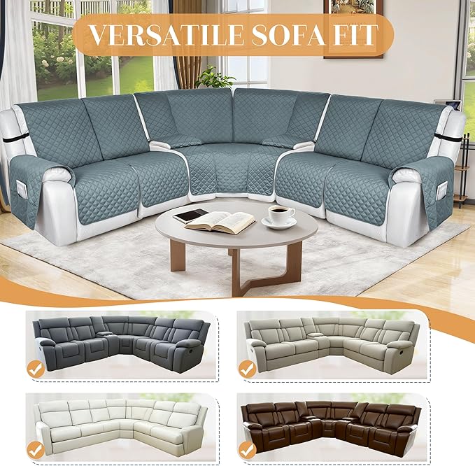 HDCAXKJ 100% Waterproof Reclining Sectional Couch Covers L Shape Recliner Sofa - Image 6