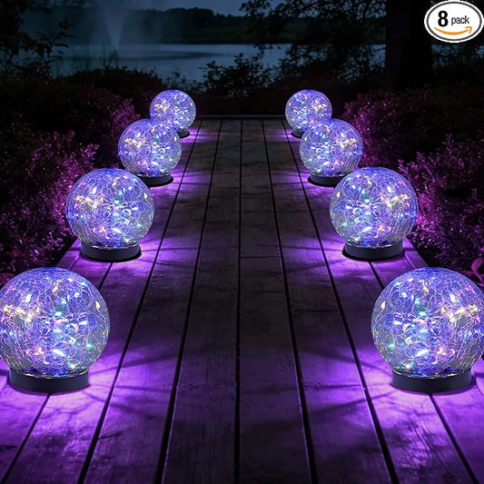 JKIMK Solar Globe Lights Outdoor Waterproof-Solar Balls Garden-Cracked Glass by JKIMK