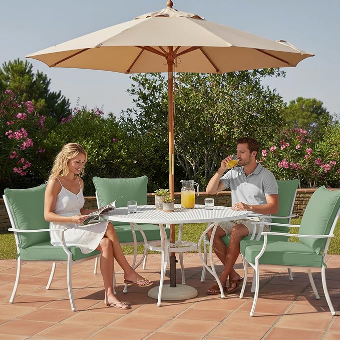 Summsun Outdoor Chair Cushions Set of 4, Waterproof Back Pillow and Seat - Image 2