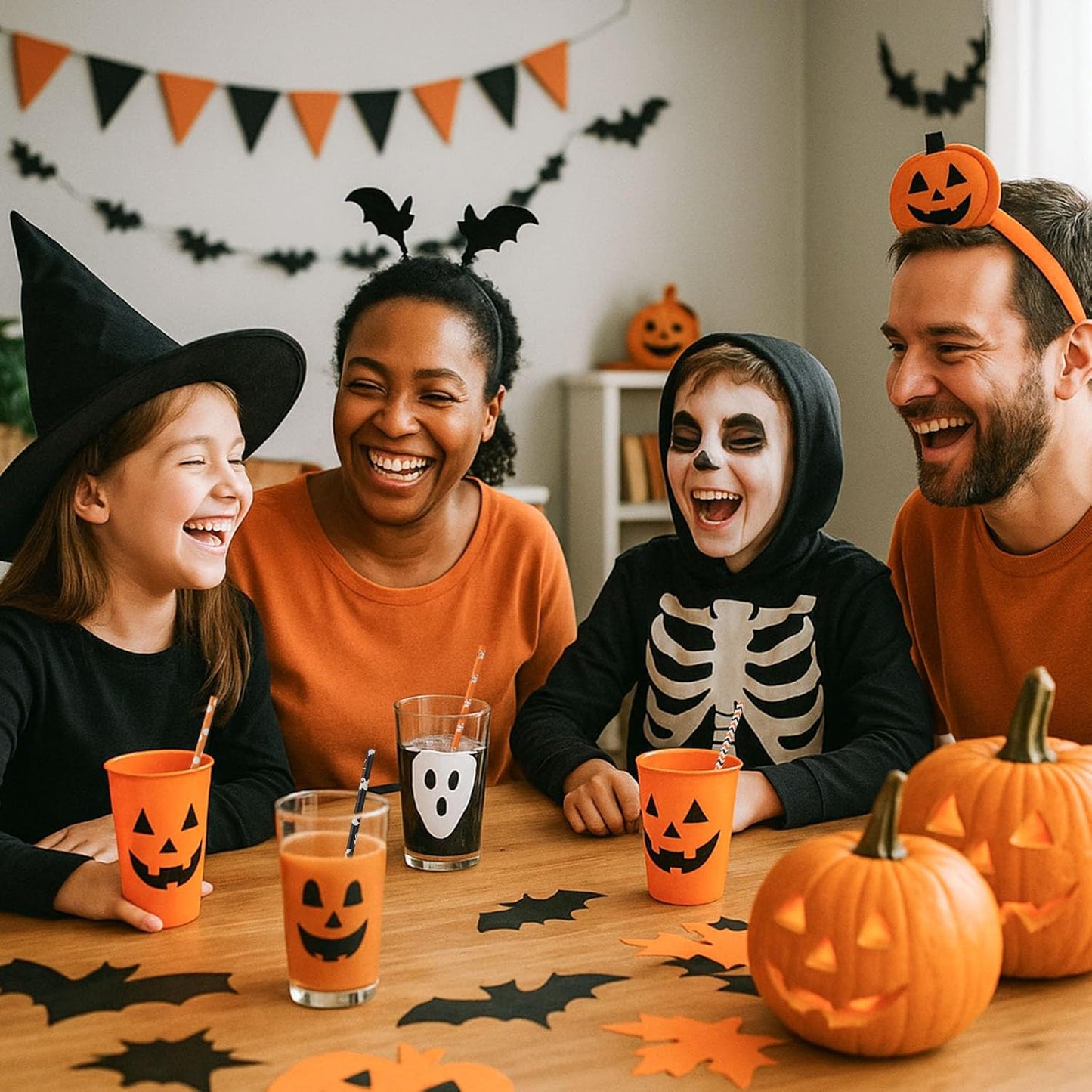 HANSGO Halloween Paper Straws, 70PCS Paper Drinking Straws Bulk for Halloween Party Favor Cupcake Decorating