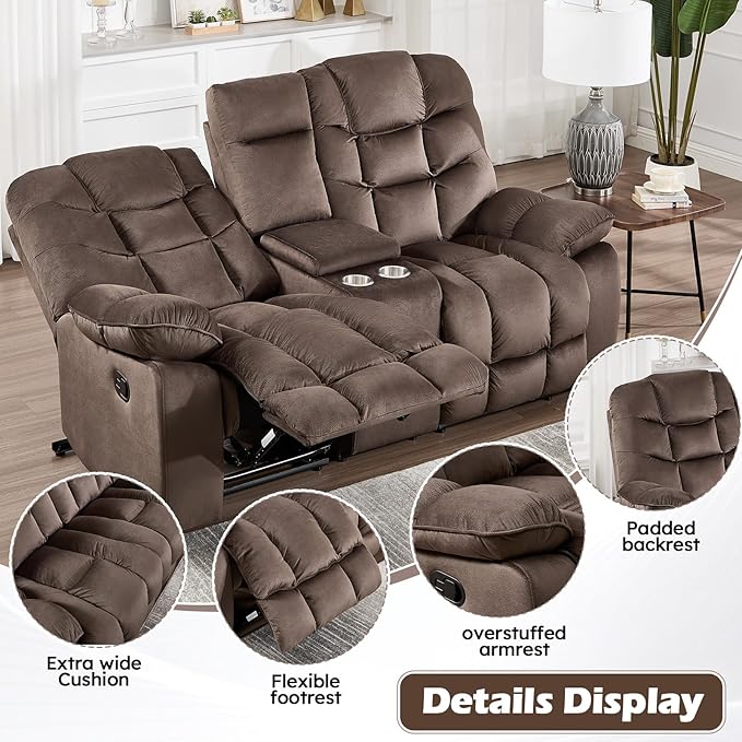 HAOMARKETS Manual Reclining Loveseat Sofa Set of 2 - Image 4