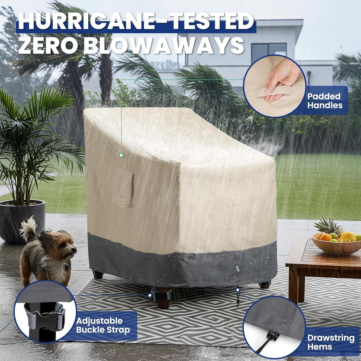 2 Pack Extra Heavy Duty Waterproof Patio Chair Covers for Outdoor / Swivel/ Rocking Chair - Medium Adirondack Chair Covers with Air Vent, 30"W x 34"D x 38.5"H