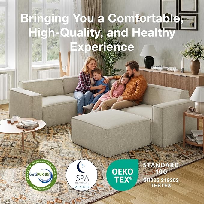 Novilla 109" Modular Sectional Sofa, No Assembly Cloud Sectional Couch - Image 12