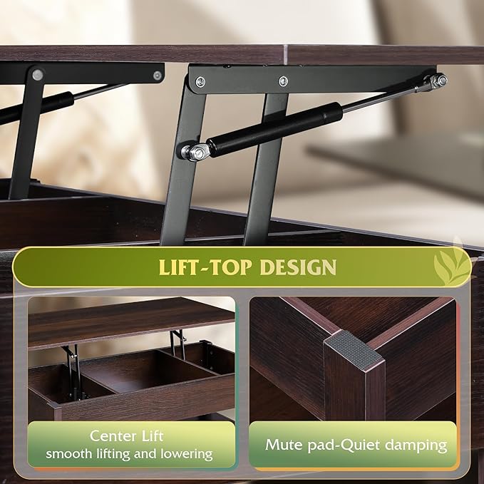 WLIVE Coffee Table, Lift Top Coffee Table - Image 5