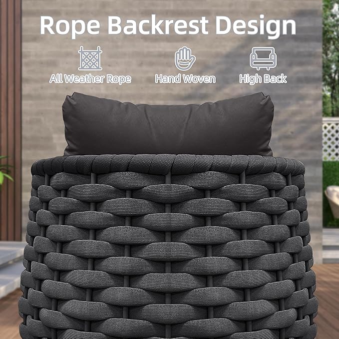 TWT 3 Pieces Aluminum Patio Furniture Set, Hand Woven Textilene Rope Outdoor - Image 6