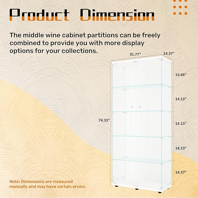 LFT HUIMEI2Y Glass Display Cabinet 5-Shelf - Image 2