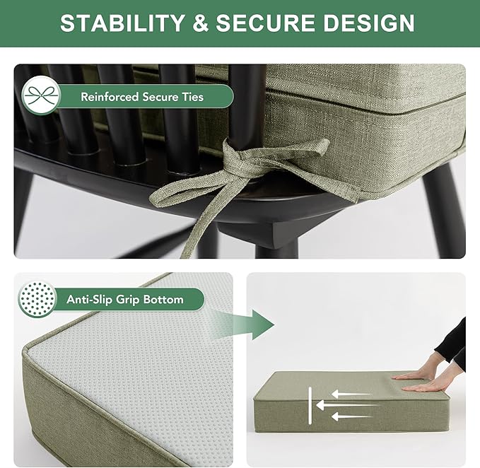 Summsun Water Resistant Outdoor Chair Cushions, Faux Linen Backrest and Seat - Image 3
