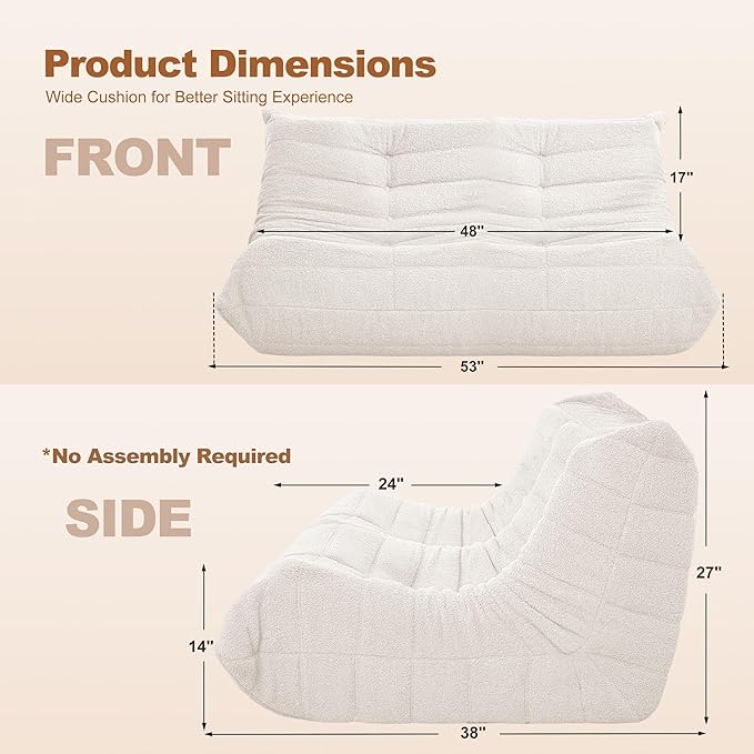 Bean Bag Loveseat Chair Big Sofa Beanbag Chair - Image 2