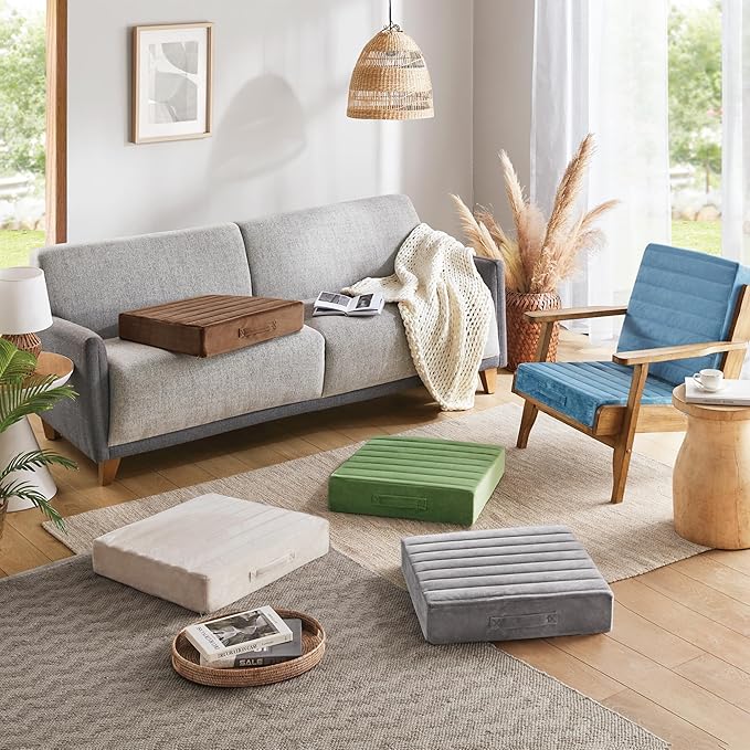 Codi High Density Foam Floor Pillow 2 Sets, Washable Thick Couch Cushion - Image 7