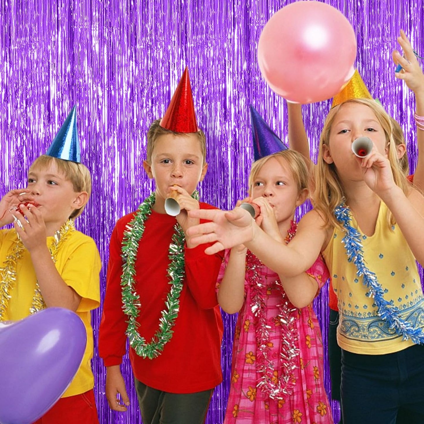 20 Pack Foil Curtain Backdrop Purple Metallic Tinsel Foil Fringe Curtains Photo Booth Props for Birthday Wedding Engagement Baby Shower Bachelorette Christmas Holiday Celebration Party Decorations