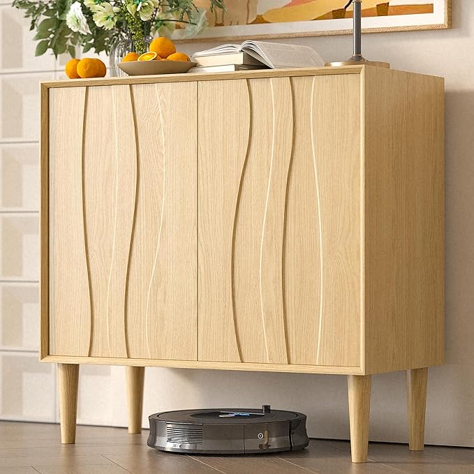 Easyego 31.5″ Mid Century Modern Sideboard Buffet Cabinet, Natural Wood Accent - Image 8