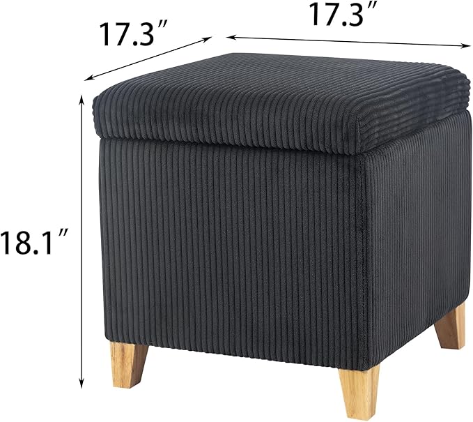 Adeco Faux Fur Storage Ottoman Cube, Upholstered Small Bench - Image 2