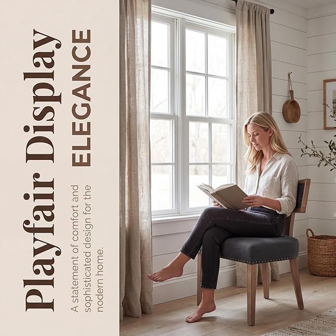VESCASA Linen Upholstered Dining Chairs - Image 4