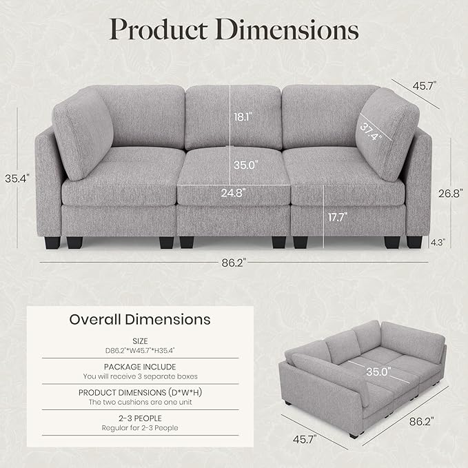 Belffin 86.2" Sectional Sleeper Sofa Bed - Image 2