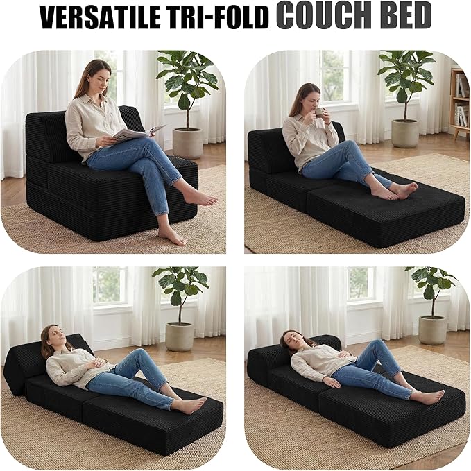 Kasunpul Folding Sofa Bed with Pillow, Memory Foam Fold Out Chair Bed, - Image 3
