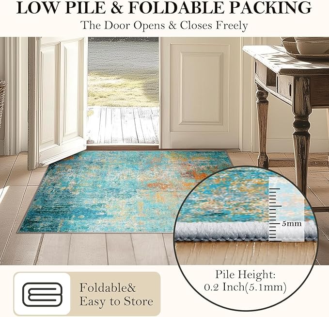 RELEANY Washable Area Rugs 6ft Non-Slip Modern Abstract Soft - Image 6