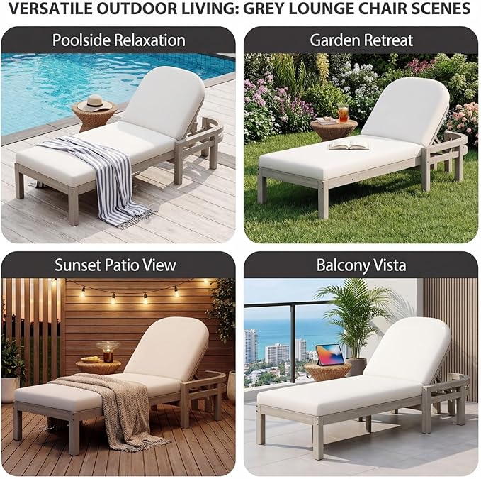 Outdoor Chaise Lounge Chair Set of 4, Patio Chaise Lounge Recliner - Image 4