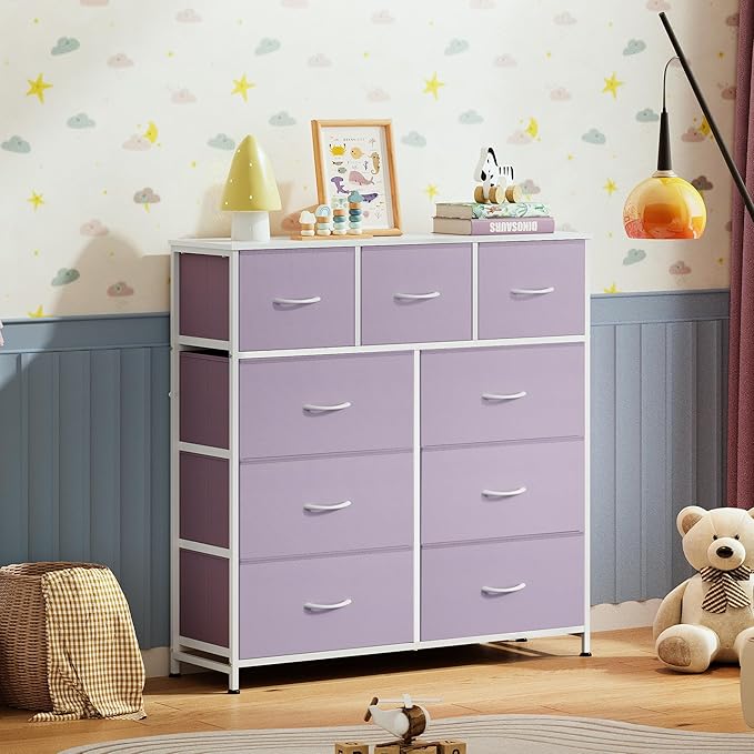WLIVE 9 Drawer Dresser, Fabric Storage Tower - Image 2