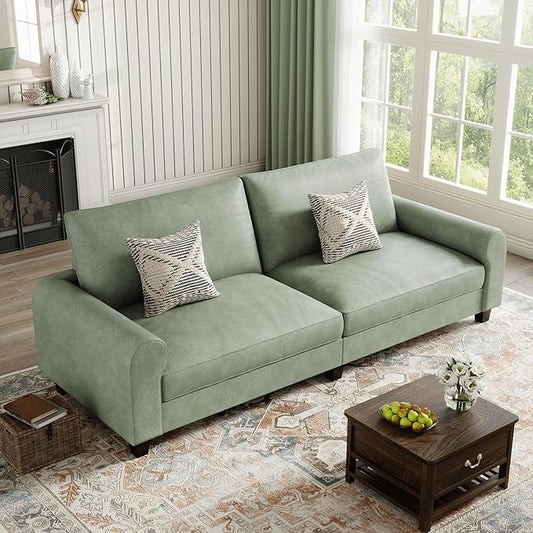 EASE MOOSE 88.5" Large Seat Faux Leather Loveseat Sofa, Waterproof and by EASEMOOSE