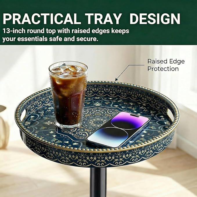 Gesodant Boho Single Leg Round Side Table - Image 6