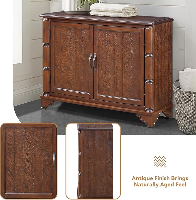 40" Solid Wood Buffet Storage Cabinet, Vintage Console Table - Image 5