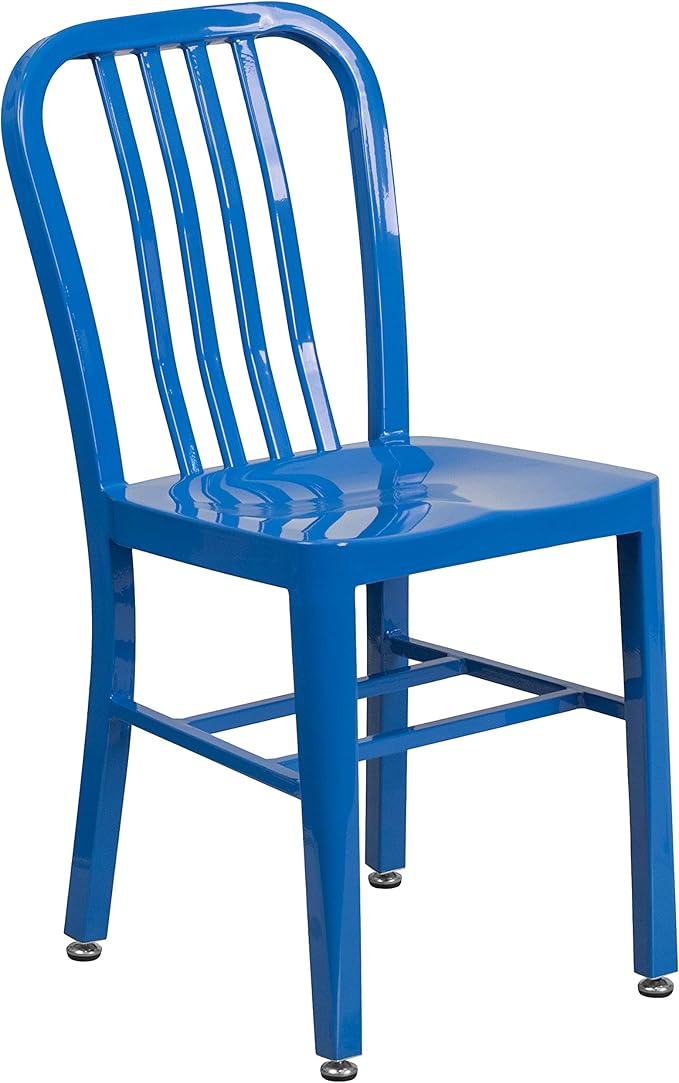 Flash Furniture Gael Commercial Grade 2 Pack Blue Metal Indoor-Outdoor Chair - Image 12