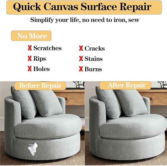 Canvas Repair Patch 8 x12 Inch, Self-Adhesive Waterproof Linen Repair Patches - Image 4