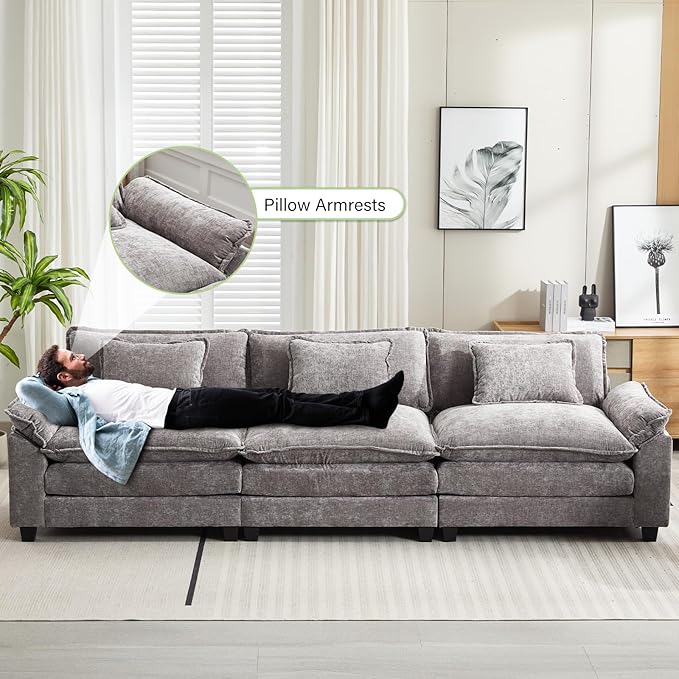 Oprisen 120" Modular Sectional Sofa, Comfy Cloud Couch Sectional Sofa, Chenille - Image 5