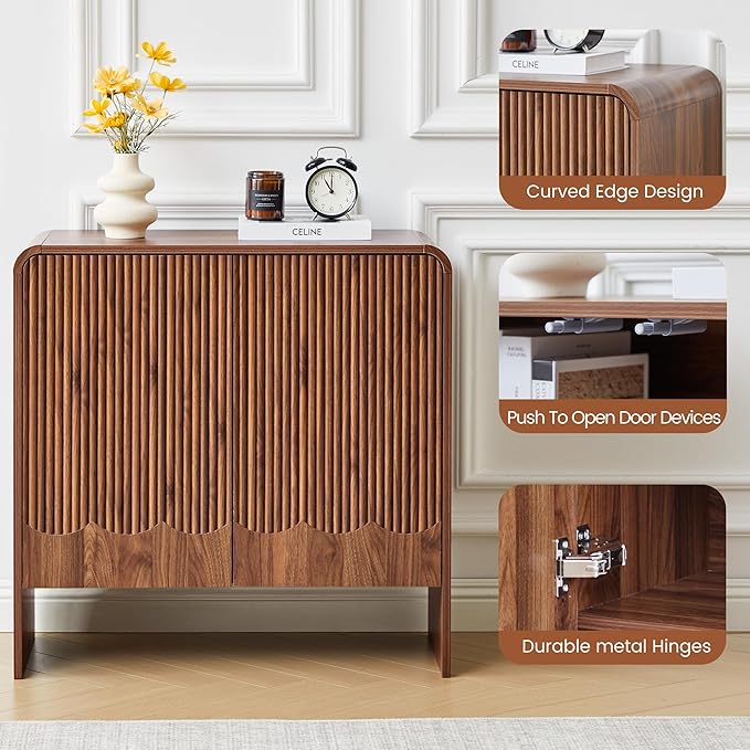FurSch Fluted Sideboard Buffet Cabinet Set of 2, Mid Century Modern Storage - Image 6