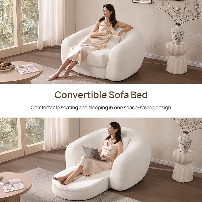 SICOTAS 90.6" Curved Convertible Sofa Couch Bed - Image 4