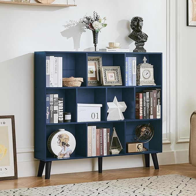 LEYAOYAO 10 Cube Bookshelf, 3 Tier Modern Wide Bookcase - Image 6