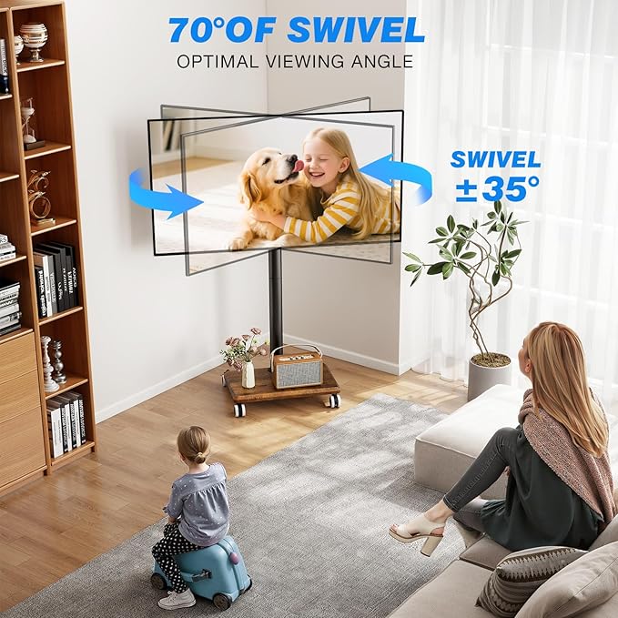 Rfiver Rolling TV Stand for 32 to 55 60 Inch TVs up to 88lbs, Height Adjustable - Image 6