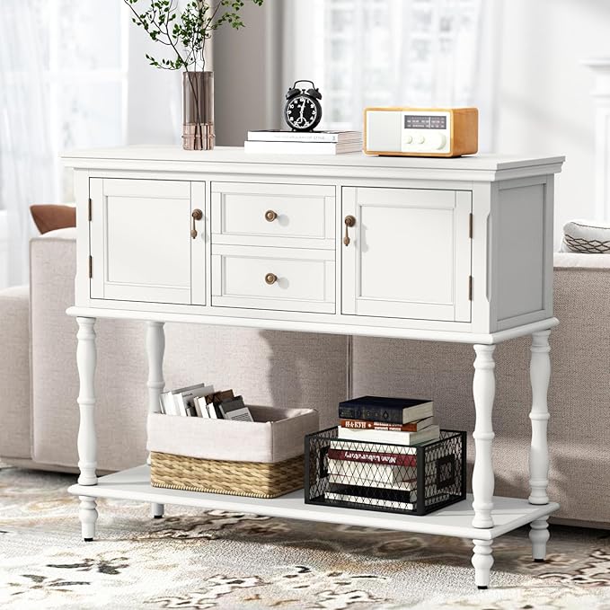 ARTPOWER Console Table with 2 Drawers, Retro Entryway Table with 2 Door - Image 7