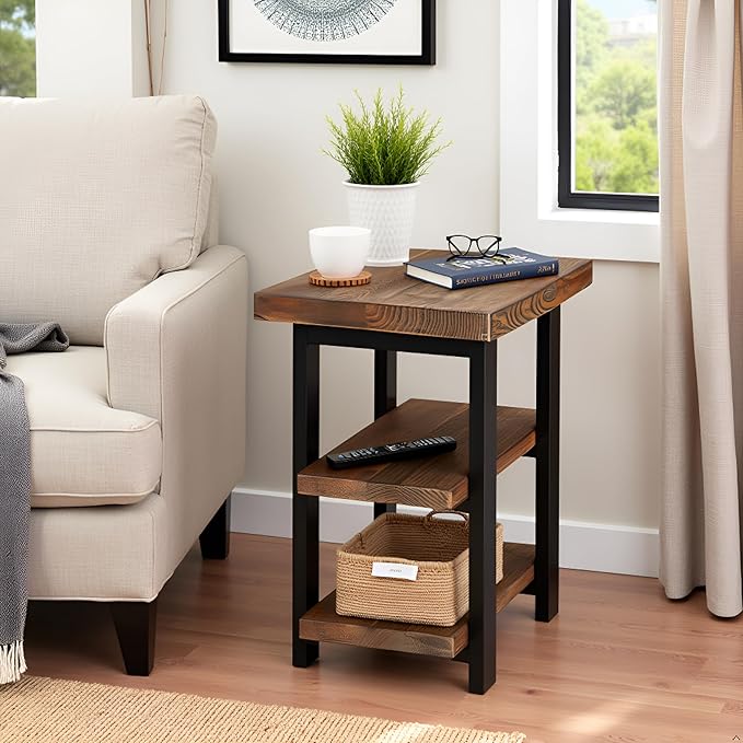 Alaterre Furniture Pomona Living Room 3-Tier Solid Wood End Table - Image 6